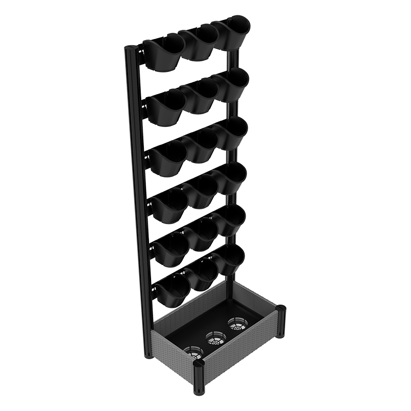 61*40*155sm (L*W*H) Patio Vertical Garden berdiri sendiri dengan 18pcs x#1 pasu(13.7 x 16.5 x12.5 sm), katil taman kapilari penyiraman sendiri PVG-1